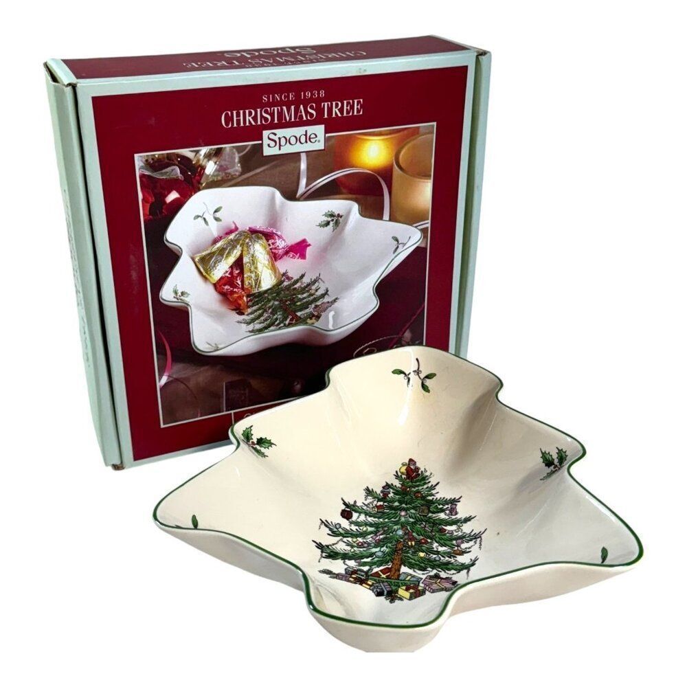 Spode Christmas Tree Dish 8" Candy Nut Dish NEW Holiday Decor With Gift Box